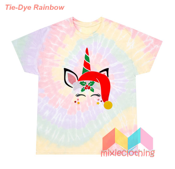 Funny Unicorn Christmas T-Shirt Tie-Dye